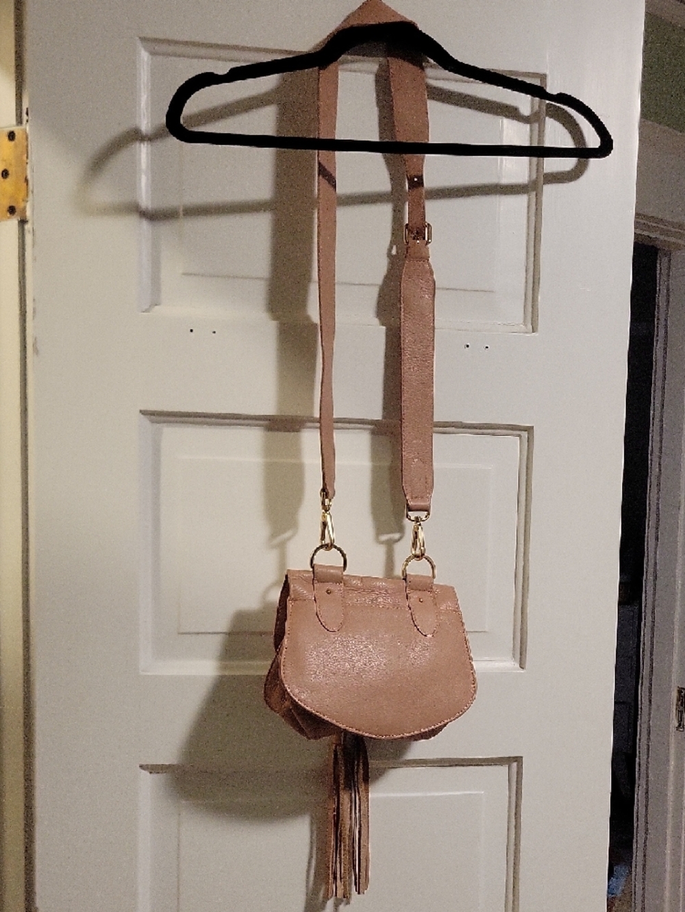See By Chloe Pink/Nude/Tan Leather Crossbody Bag with Tassel Detail - Picture 6 of 13